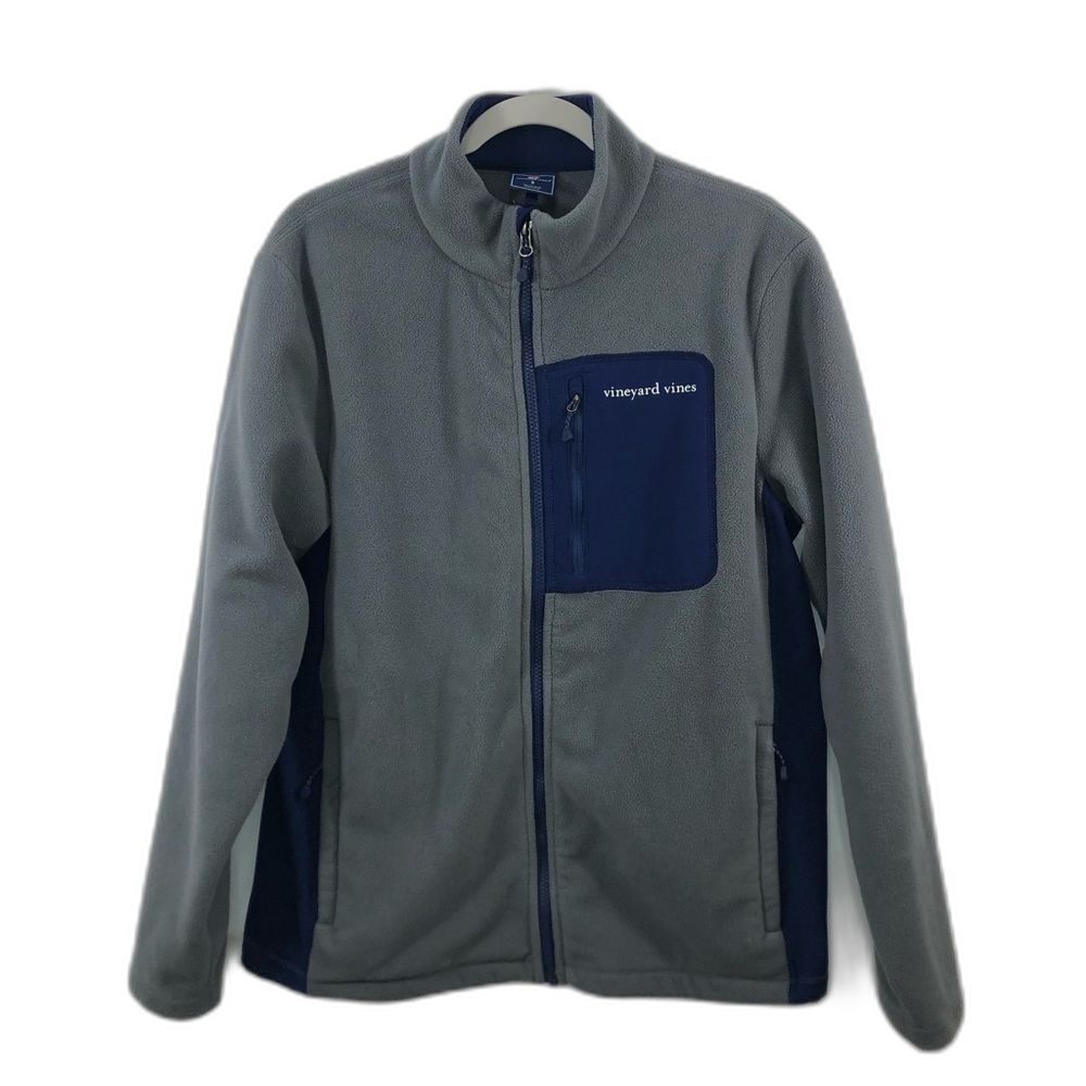Vineyard Vines men’s gray and blue fleece zip up jacket size Small